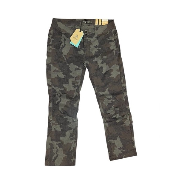NWT PrAna Halle Straight Fit Pant 28" Inseam Gravel Camo Hiking Climbing Size 10 - Picture 1 of 5
